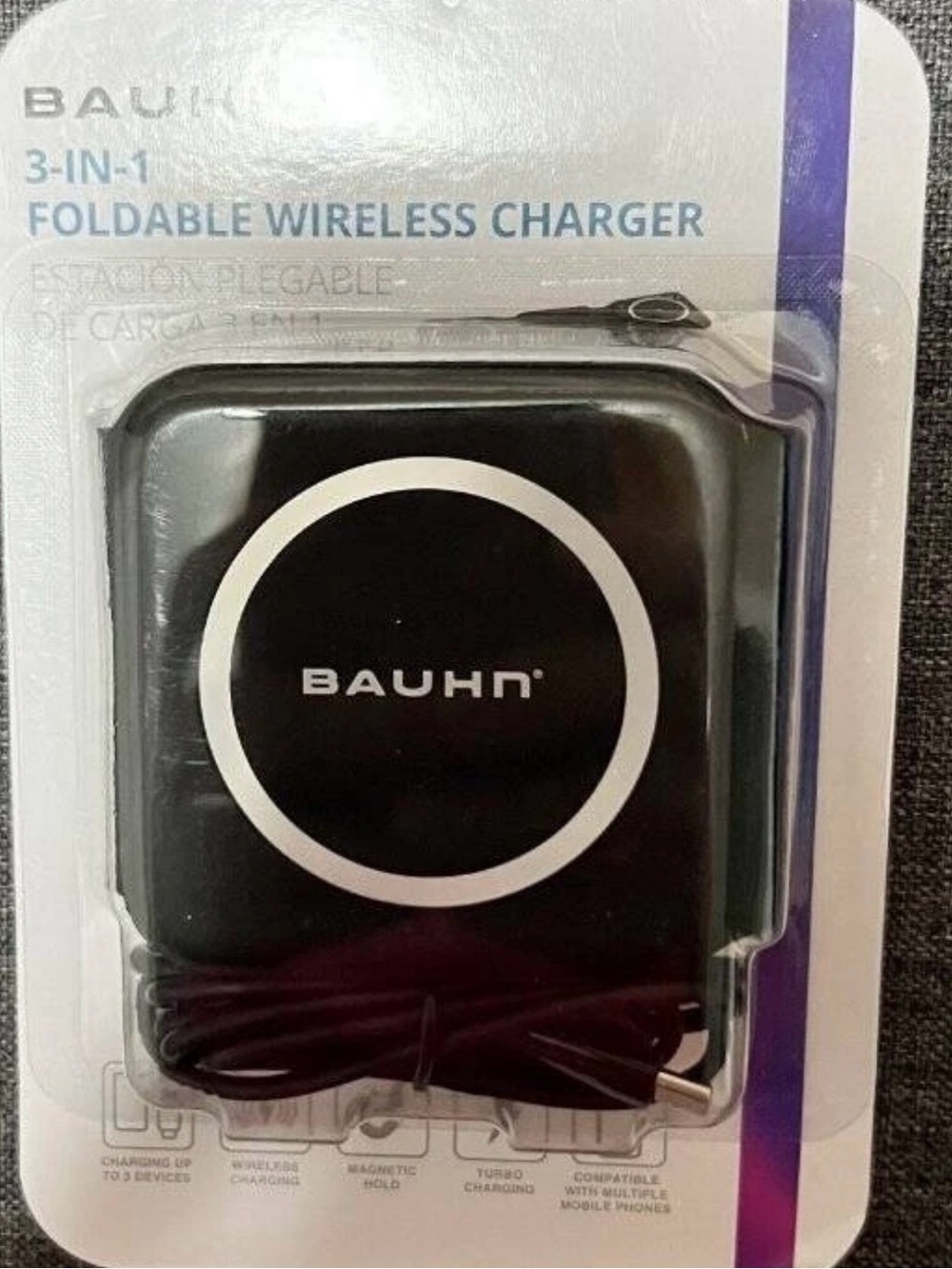Black 3-in-1 Foldable Wireless Charger